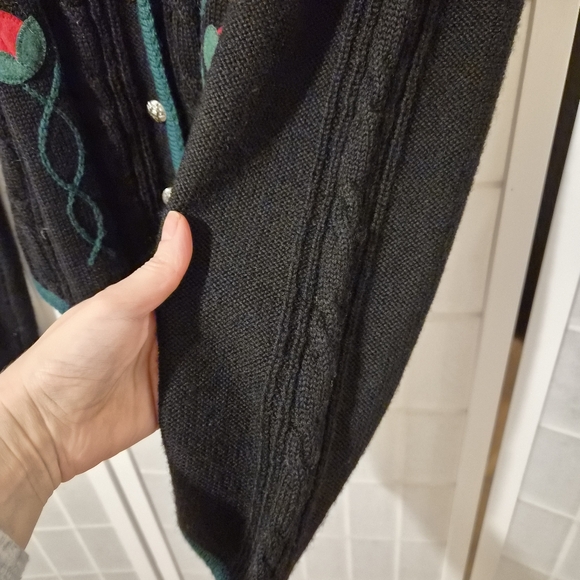 Vintage 1989 Susan Bristol Wool Knit Cardigan Sz M - Picture 9 of 11